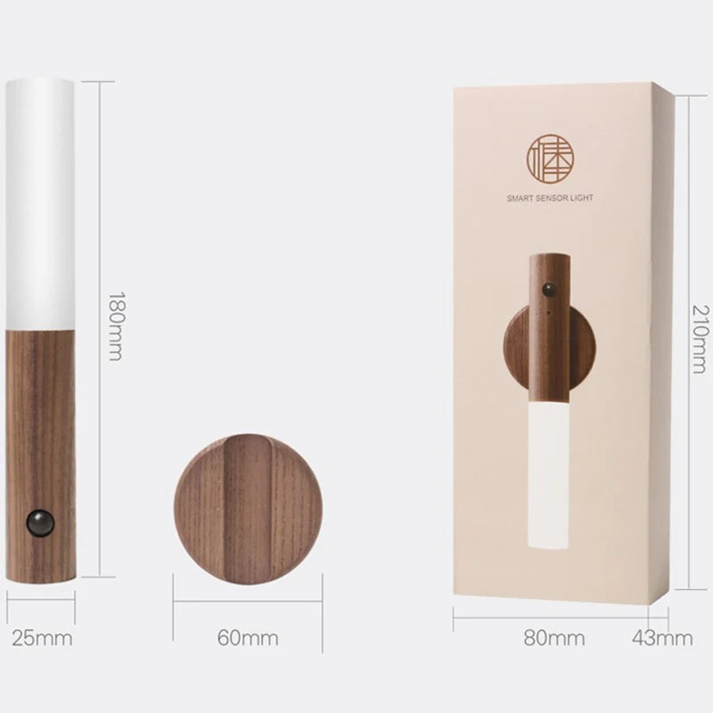 LED Stablampe aus Holz mit Magnetbefestigung – Wiederaufladbare Wandlampe mit warmem Licht & tragbarem Design