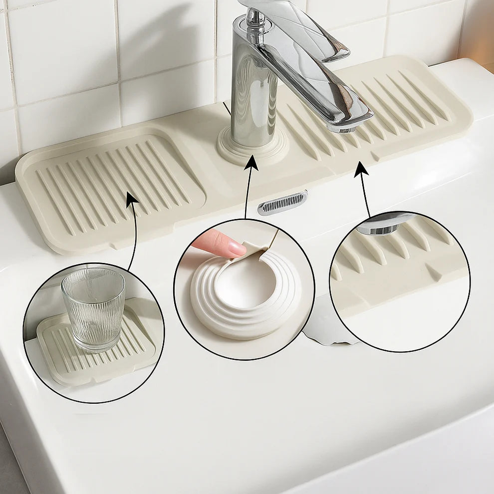 Silikon Spülbecken-Matte mit Ablauf – Rutschfeste Wasserauffangmatte für Küche & Bad