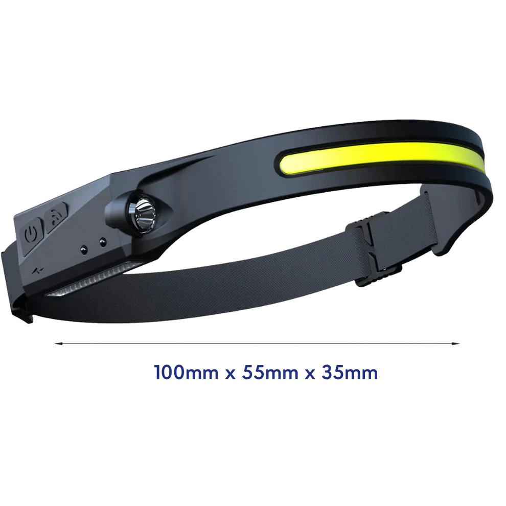 LED Stirnlampe mit Sensorsteuerung & breitem COB-Licht – USB wiederaufladbar, wasserdicht, ideal für Outdoor & Sport