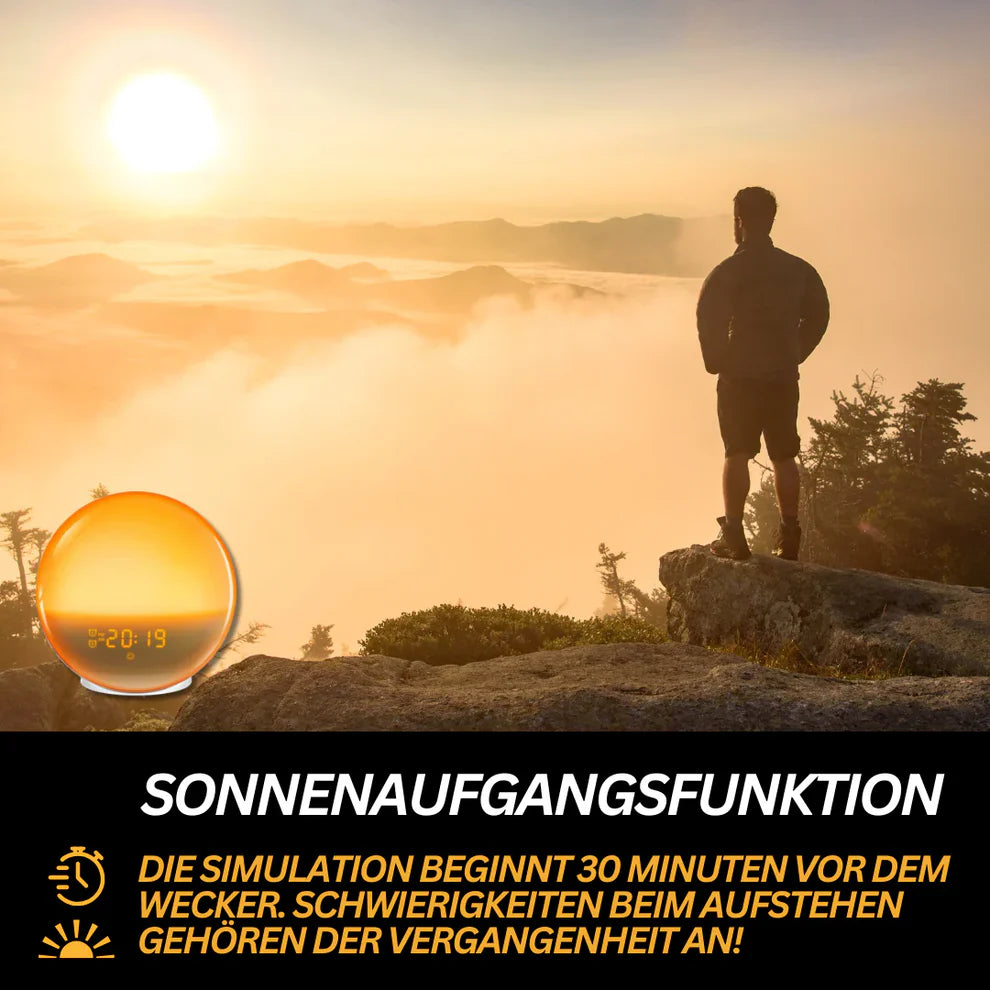 Lichtwecker mit Sonnenaufgang & Sonnenuntergang – Bluetooth, App-Steuerung, Radio & USB-Anschluss