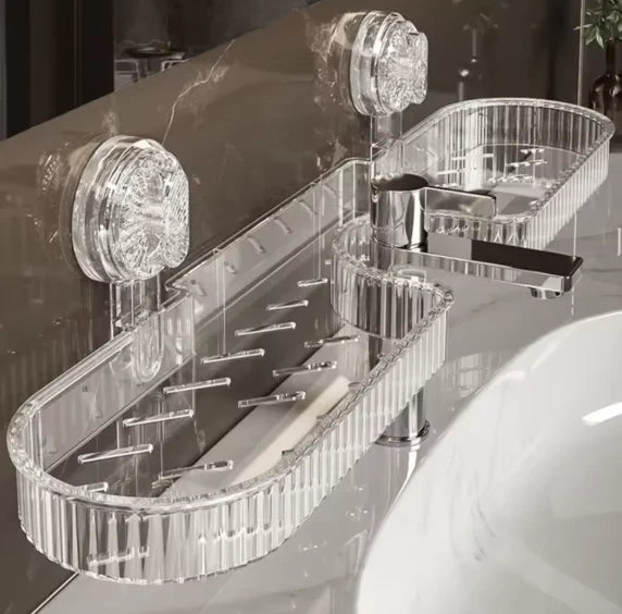 Luxus Wandregal mit starker Haftung – Transparentes Design für Bad & Küche