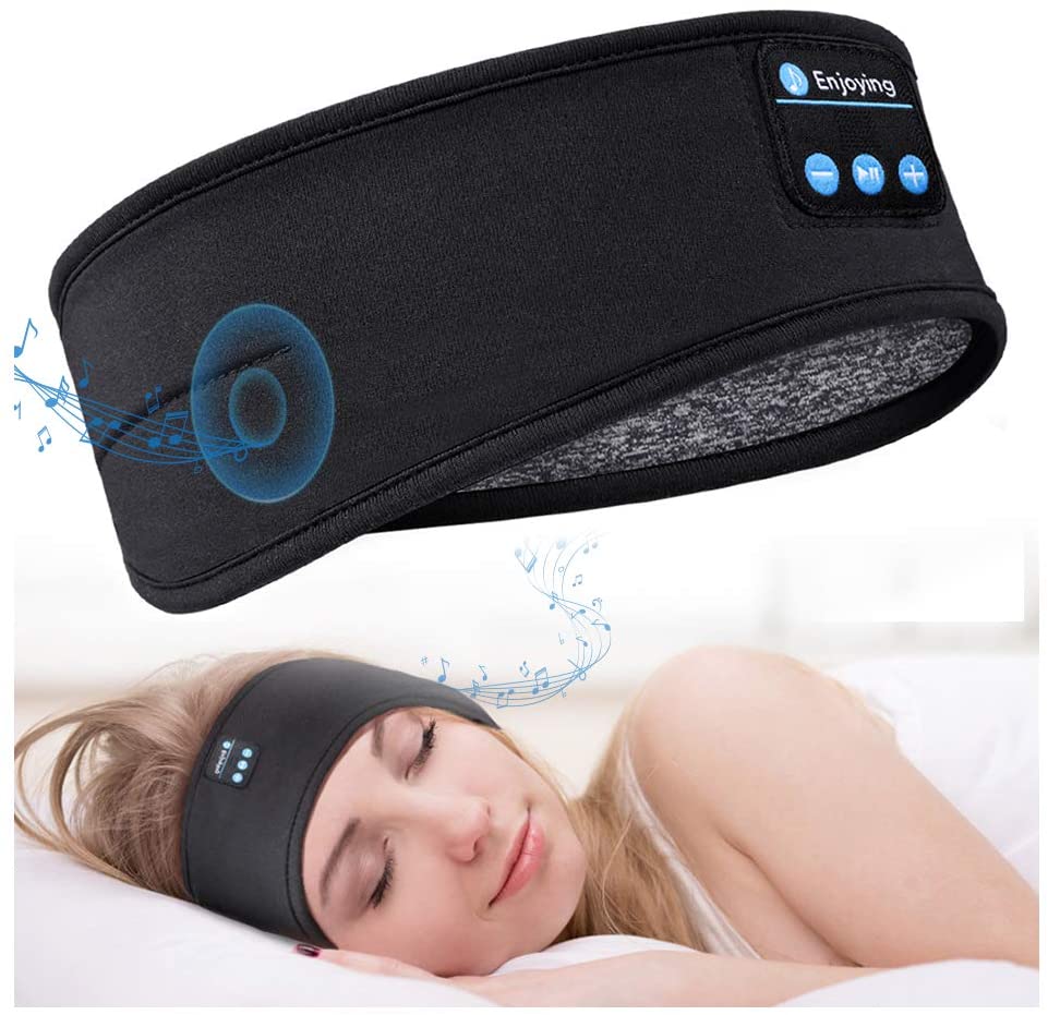 Bluetooth Schlafkopfhörer Stirnband & Schlafmaske – Kabelloses Musik-Headband mit Lautsprecher