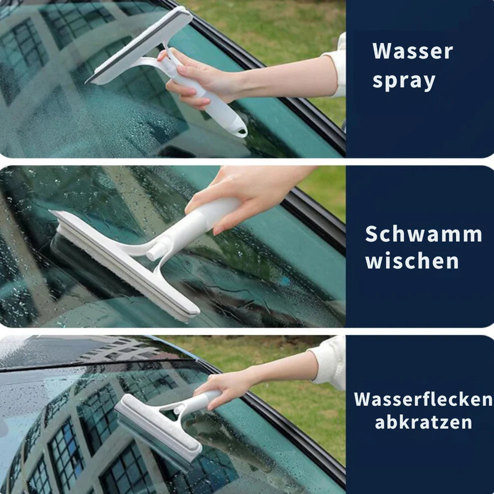 3-in-1 Fensterreiniger mit Wassertank – Sprüher, Schwamm & Abzieher in einem