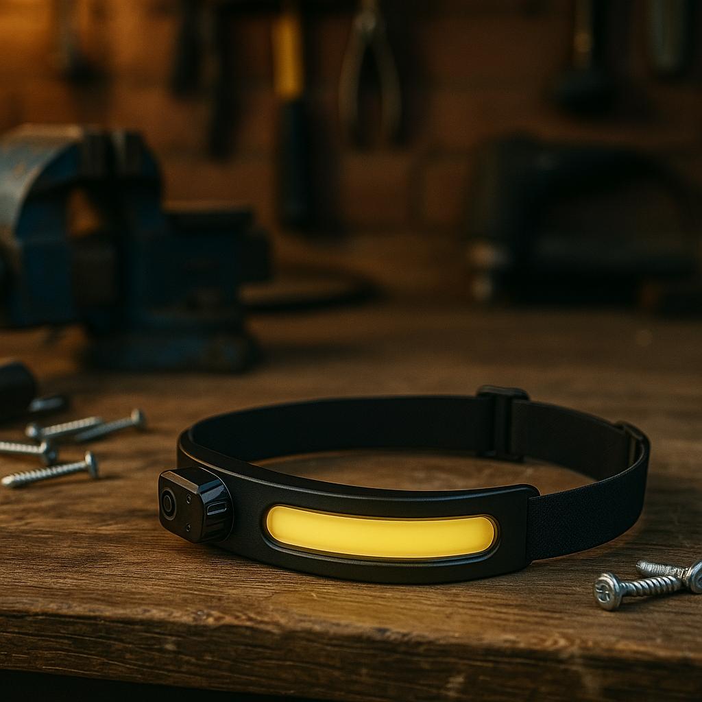 LED Stirnlampe mit Sensorsteuerung & breitem COB-Licht – USB wiederaufladbar, wasserdicht, ideal für Outdoor & Sport