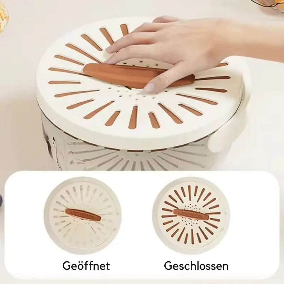 Multifunktionale Küchen-Schneidschüssel mit Abtropfsieb und Deckel – für Obst, Gemüse & Salat