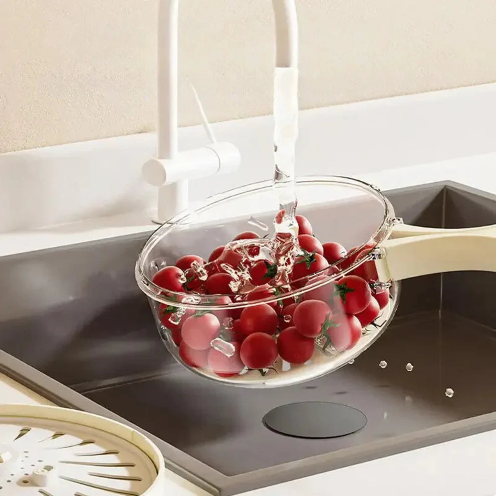 Multifunktionale Küchen-Schneidschüssel mit Abtropfsieb und Deckel – für Obst, Gemüse & Salat