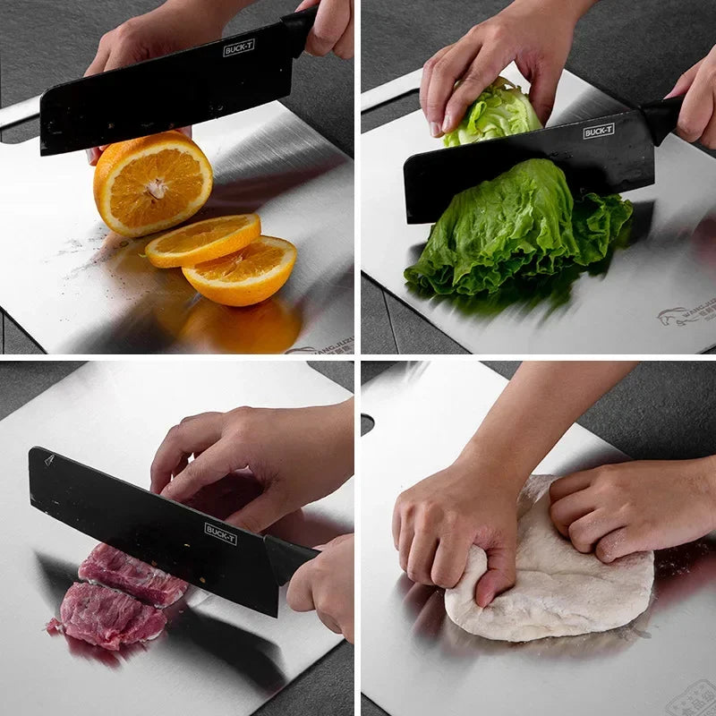 Edelstahl Schneidebrett – hygienisches Küchenbrett für Fleisch, Gemüse & Obst