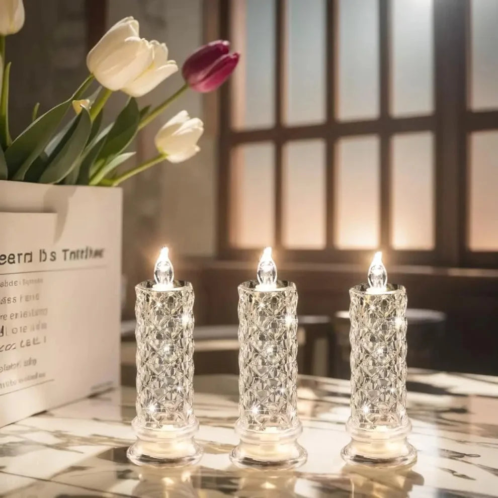 LED Kristallkerze mit Flammeneffekt – Elegantes Licht für magische Momente