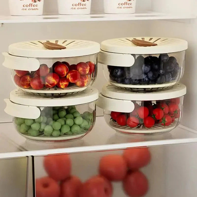Multifunktionale Küchen-Schneidschüssel mit Abtropfsieb und Deckel – für Obst, Gemüse & Salat