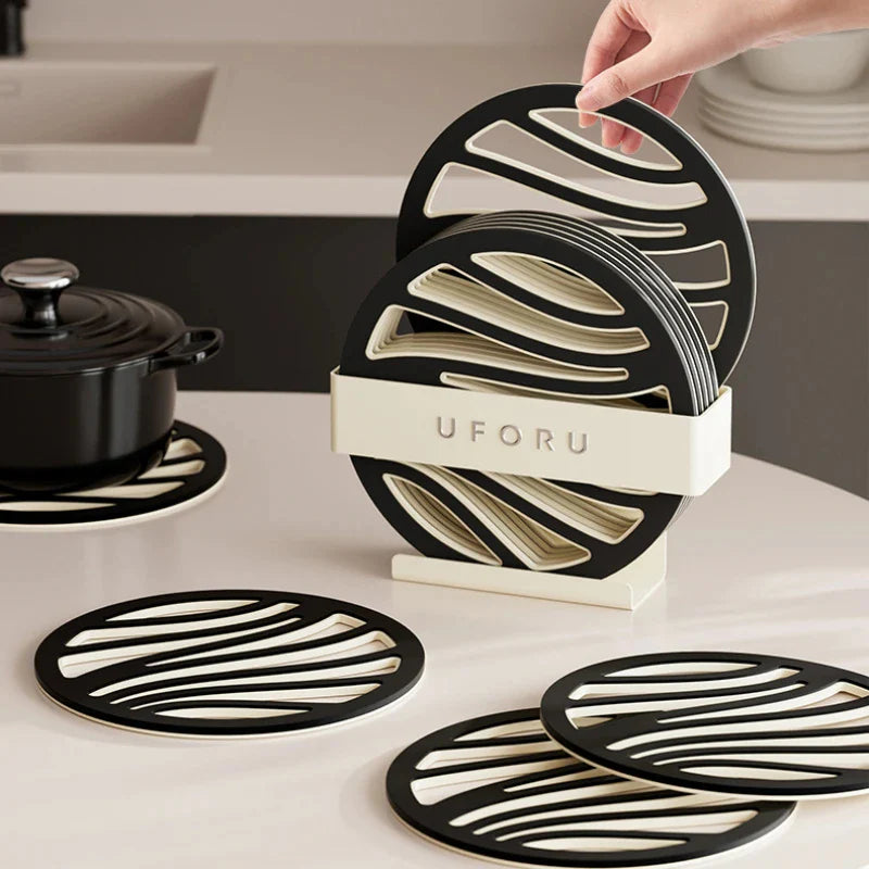 Elegantes Tischuntersetzer-Set mit Halter – Hitzebeständig, rutschfest & stilvolles Design