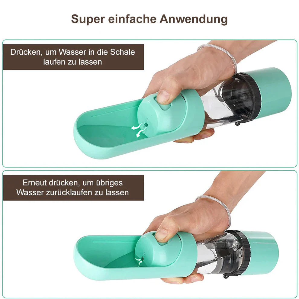 2-in-1 Hundetrinkflasche mit Futterbehälter – Tragbarer Wasserspender für unterwegs