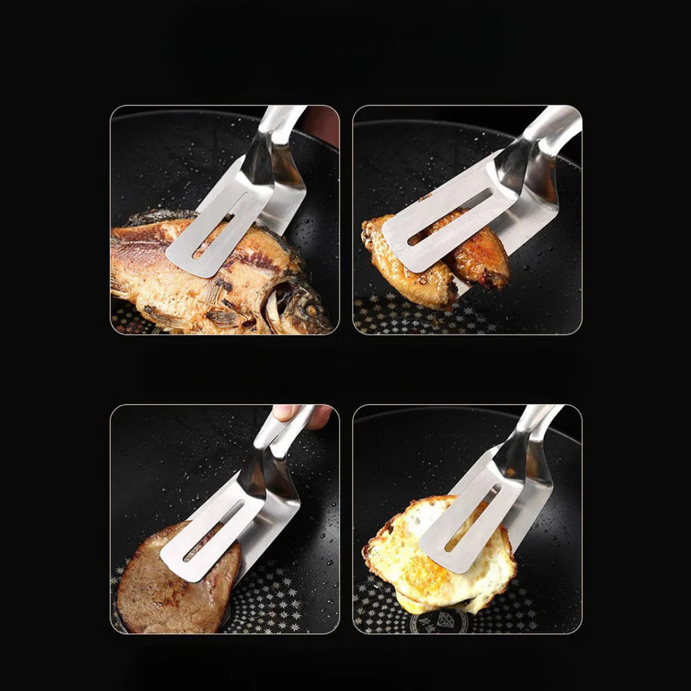 Edelstahl-Wendezange mit Schaufelspatel – 2-in-1 Küchenhelfer zum Braten & Servieren