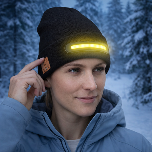 LED Bluetooth Mütze mit Licht – Kabellose Musik, Wiederaufladbar, Einheitsgröße, Schwarz