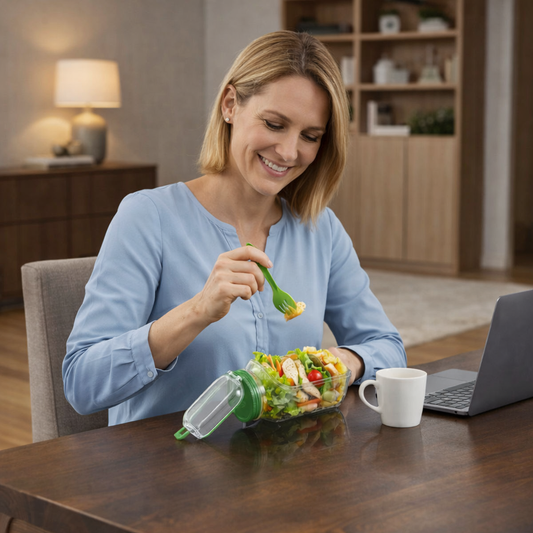 Auslaufsichere To-Go Frühstücksbox mit Seitenklappe – tragbar & wiederverwendbar