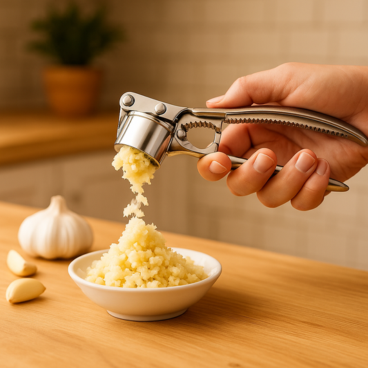 Multifunktions-Knoblauchpresse aus Edelstahl – 3-in-1 Presse, Nussknacker & Flaschenöffner