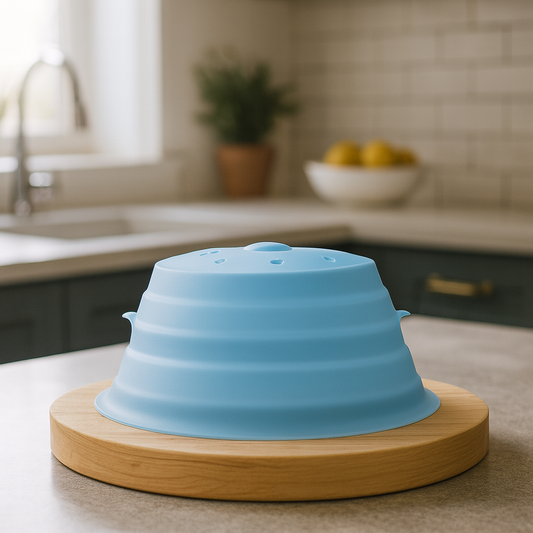 Faltbare Mikrowellen-Abdeckhaube – wiederverwendbarer Spritzschutz mit Griff