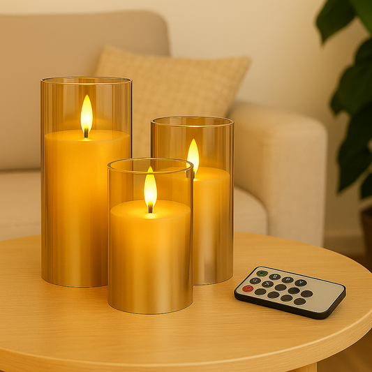 LED-Kerzen mit Fernbedienung – realistischer Flammeneffekt für gemütliche Atmosphäre (3er Set)