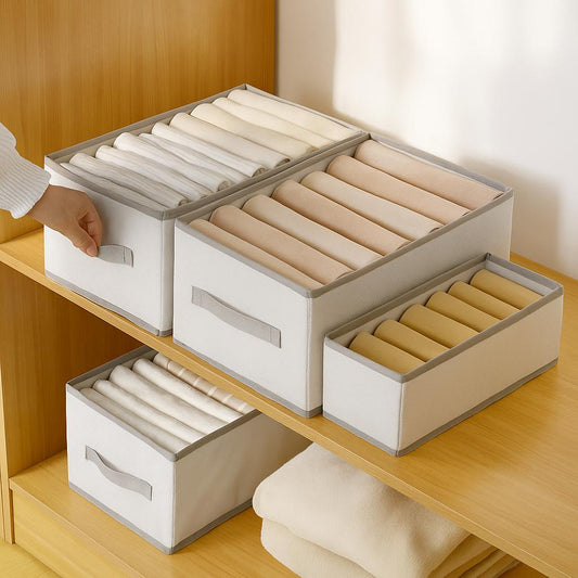 Aufbewahrungsboxen Kleidung – faltbare Organizer mit Fächern für Schrank & Kleiderschrank