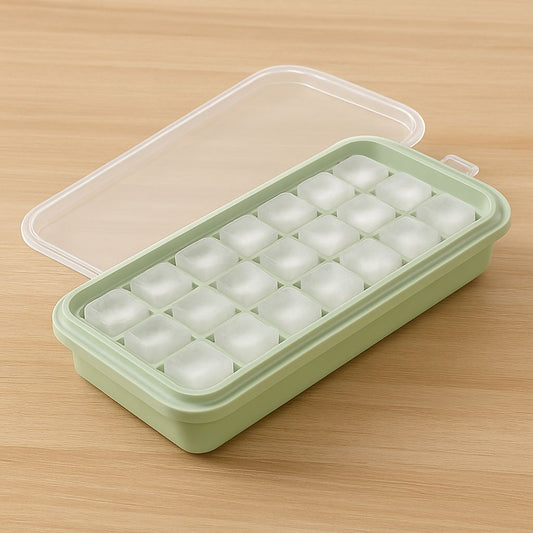 Eiswürfelform mit Deckel – Stapelbare Eiswürfelbox für 18 Würfel, BPA-frei