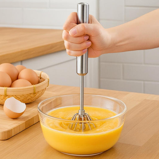 Automatischer Edelstahl-Schneebesen – Selbstdrehender Handmixer für Eier, Sahne & Teig