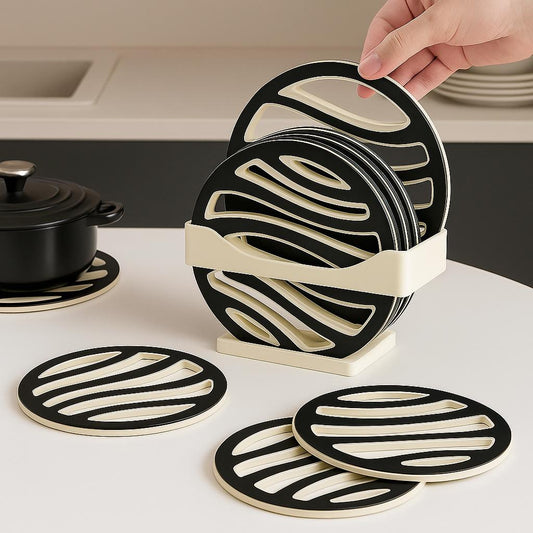 Elegantes Tischuntersetzer-Set mit Halter – Hitzebeständig, rutschfest & stilvolles Design