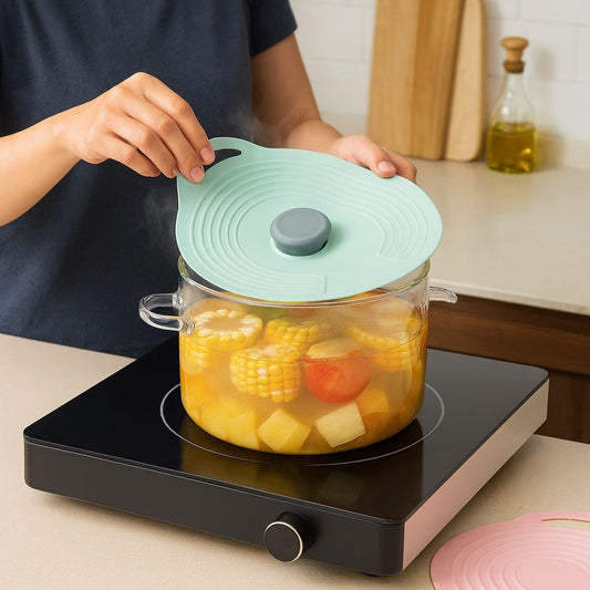 Multifunktionaler Silikon Universal-Deckel – hitzebeständig, auslaufsicher & wiederverwendbar