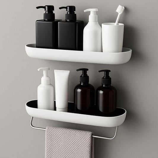 Wandregal-Set für Bad & Küche – selbstklebende Ablagen mit Handtuchhalter
