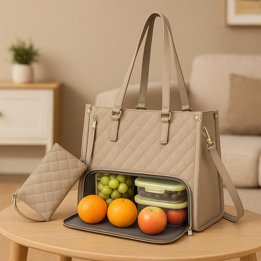 Elegante Handtasche mit integriertem Kühlfach – Kombi aus Alltagstasche und Lunchbag