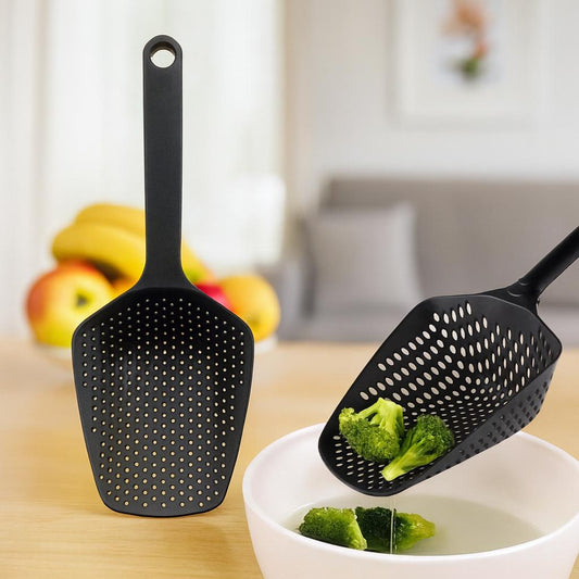 Küchenschaufel mit Abtropflöchern – Sieblöffel zum Abgießen von Nudeln, Gemüse & Lebensmitteln