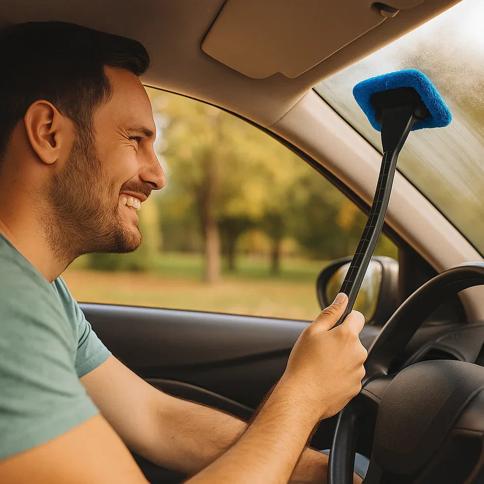 Auto-Fensterreiniger mit langem Griff – Mikrofaser Reinigungspad für innen & außen