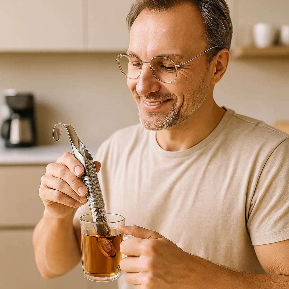 Edelstahl-Teefilter mit Griff – eleganter Teesieb für losen Tee, einfaches Befüllen & Reinigen