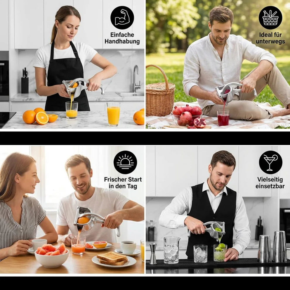 Aluminium Handentsafter – Manuelle Zitruspresse für Zitrusfrüchte, robust & leicht zu reinigen