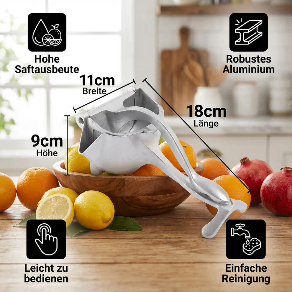 Aluminium Handentsafter – Manuelle Zitruspresse für Zitrusfrüchte, robust & leicht zu reinigen
